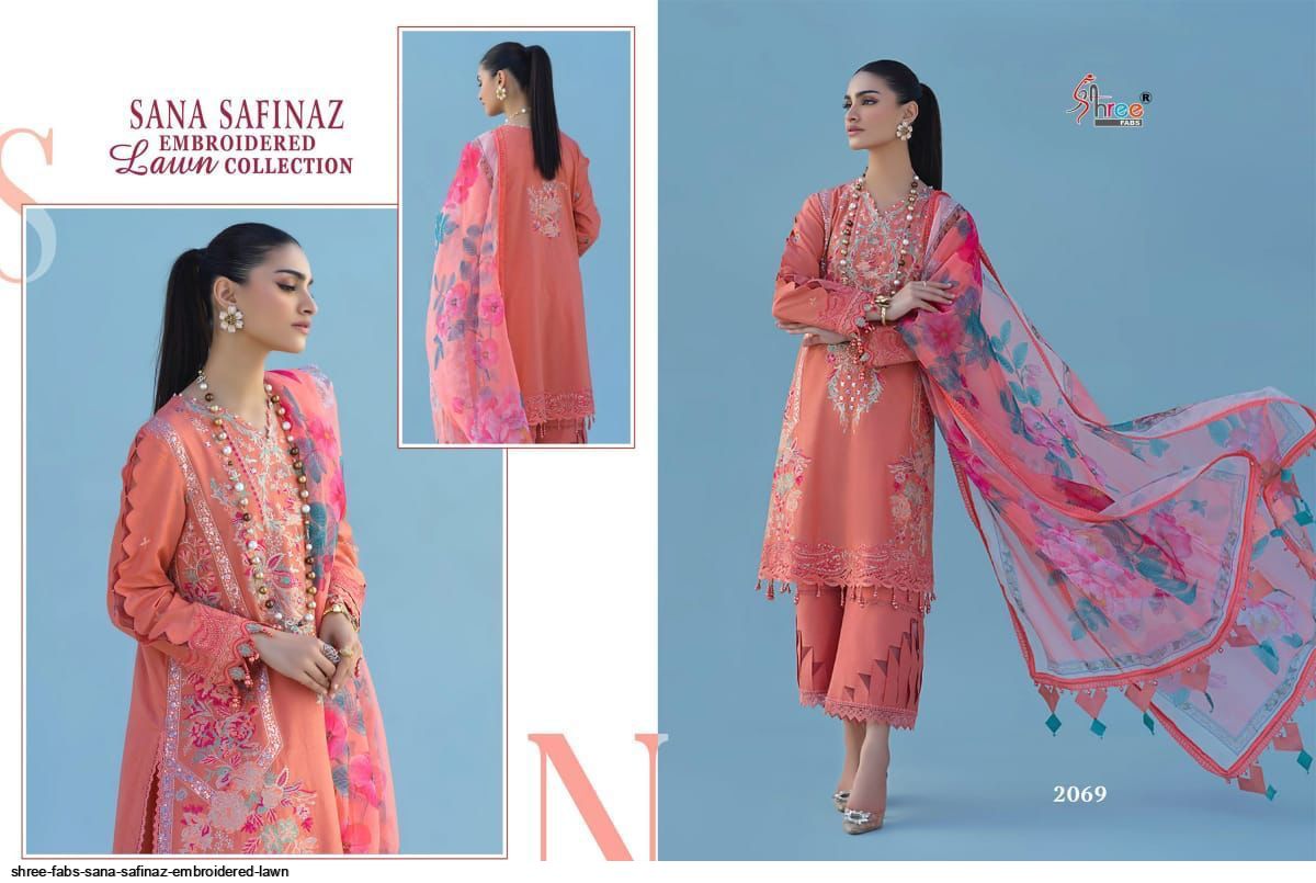 Shree Sana Safinaz Latest Heavy Festive Wear Embroidered Lawn Cotton Collection Pakistani Suits Collection